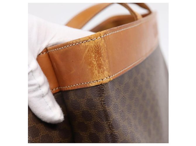 Céline Borsa Tote CELINE Macadam Canvas PVC Pelle Brown Gold Auth ep16157 Marrone D'oro - vista 9