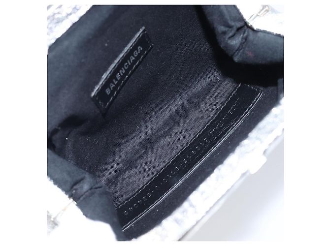 BALENCIAGA Cloudcoin Shoulder Pouch in pelle argento 618915 Auth 205922V - vista 11