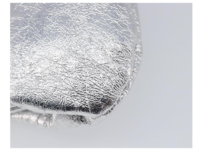 BALENCIAGA Cloudcoin Shoulder Pouch in pelle argento 618915 Auth 205922V - vista 15