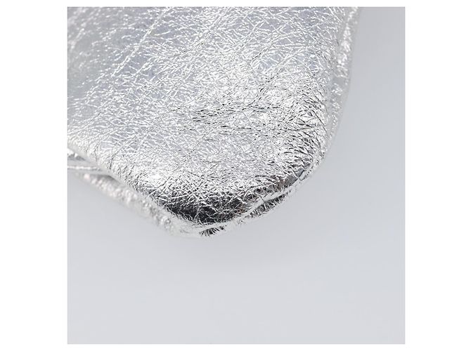 BALENCIAGA Cloudcoin Shoulder Pouch in pelle argento 618915 Auth 205922V - vista 17