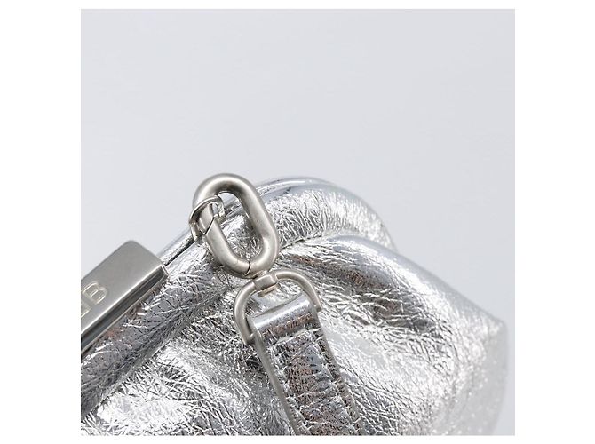 BALENCIAGA Cloudcoin Shoulder Pouch in pelle argento 618915 Auth 205922V - vista 19