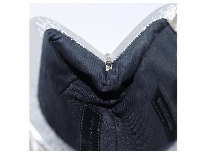 BALENCIAGA Cloudcoin Shoulder Pouch in pelle argento 618915 Auth 205922V - vista 22