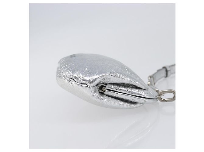 BALENCIAGA Cloudcoin Shoulder Pouch in pelle argento 618915 Auth 205922V - vista 3