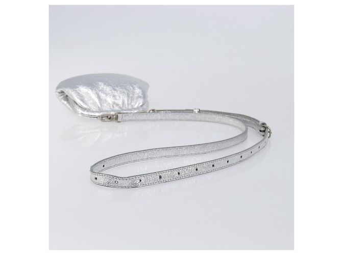BALENCIAGA Cloudcoin Shoulder Pouch in pelle argento 618915 Auth 205922V - vista 7