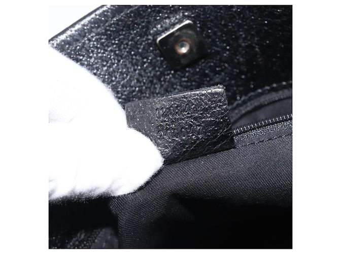 GUCCI GG Canvas Schultertasche Schwarz Silber 120841 Auth 204749A - Ansicht 12