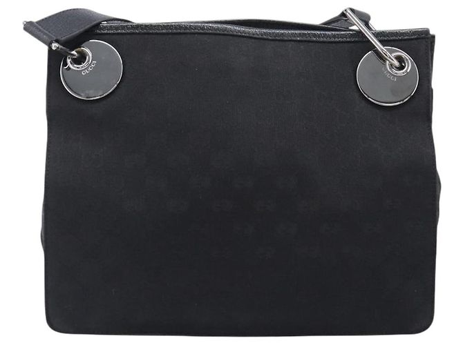 GUCCI GG Canvas Schultertasche Schwarz Silber 120841 Auth 204749A - Ansicht 2