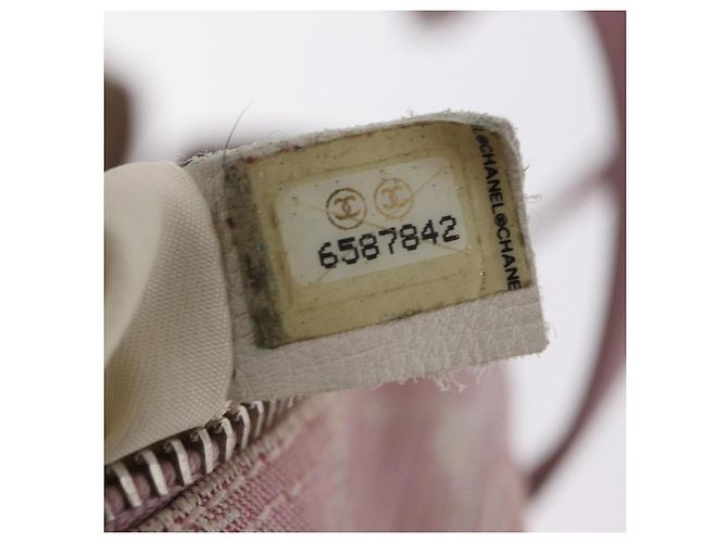 Borsa a mano CHANEL New Travel Line Nylon Rosa Argento CC Auth bs37194 - vista 12