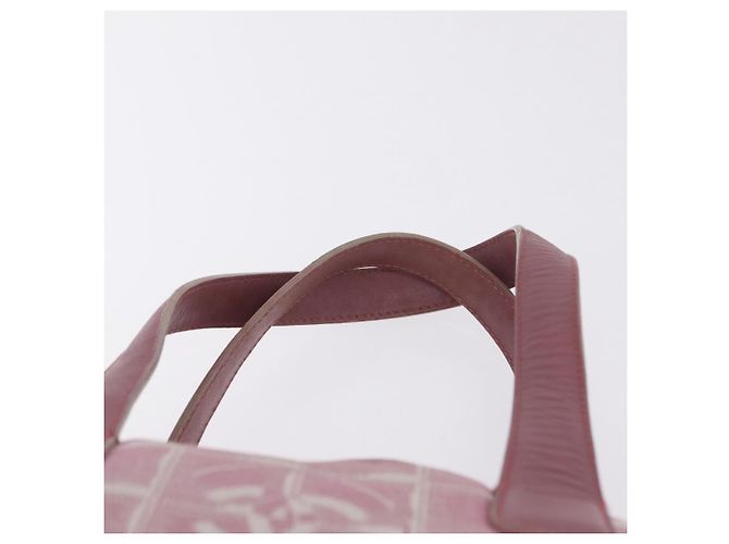 Borsa a mano CHANEL New Travel Line Nylon Rosa Argento CC Auth bs37194 - vista 14