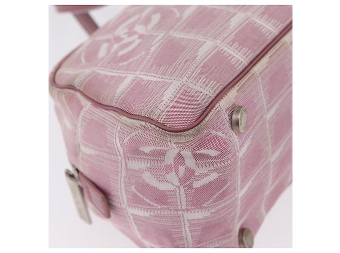 Borsa a mano CHANEL New Travel Line Nylon Rosa Argento CC Auth bs37194 - vista 15
