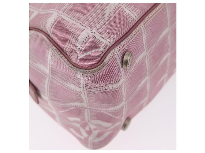 Borsa a mano CHANEL New Travel Line Nylon Rosa Argento CC Auth bs37194 - vista 17