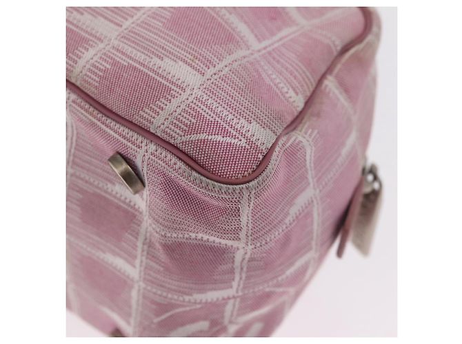 Borsa a mano CHANEL New Travel Line Nylon Rosa Argento CC Auth bs37194 - vista 18