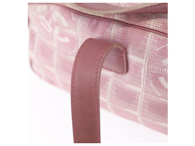 Borsa a mano CHANEL New Travel Line Nylon Rosa Argento CC Auth bs37194 - vista 20