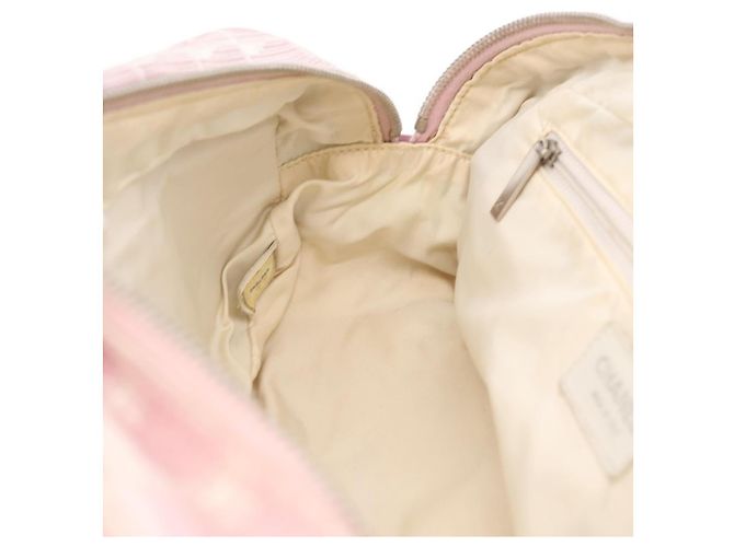 Borsa a mano CHANEL New Travel Line Nylon Rosa Argento CC Auth bs37194 - vista 23