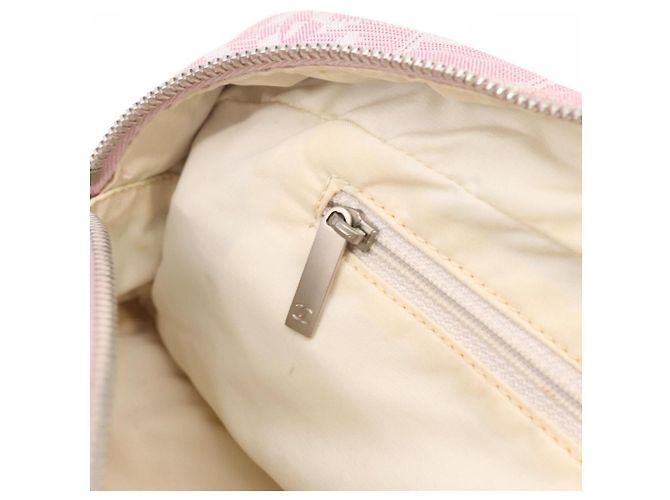 Borsa a mano CHANEL New Travel Line Nylon Rosa Argento CC Auth bs37194 - vista 24