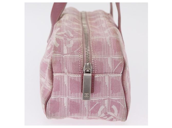 Borsa a mano CHANEL New Travel Line Nylon Rosa Argento CC Auth bs37194 - vista 4