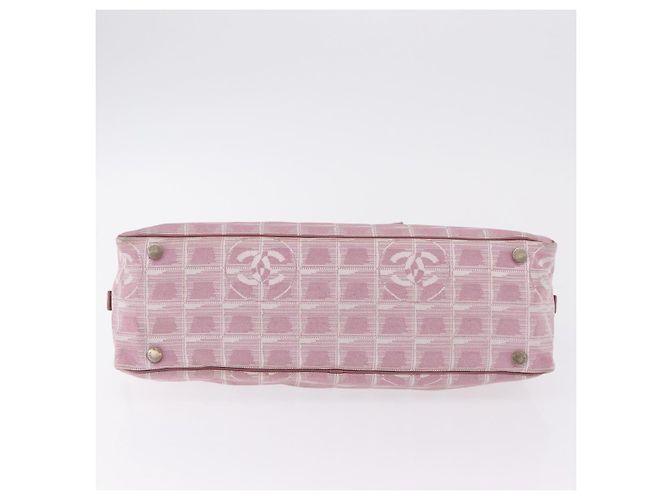 Borsa a mano CHANEL New Travel Line Nylon Rosa Argento CC Auth bs37194 - vista 5