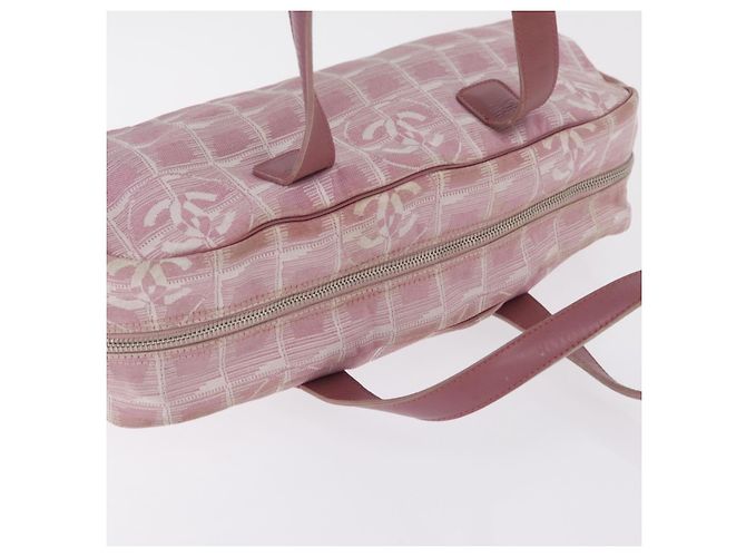 Borsa a mano CHANEL New Travel Line Nylon Rosa Argento CC Auth bs37194 - vista 6