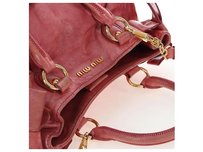 Borsa a mano Miu Miu con fiocco laterale in pelle 2way Pink Gold Auth am12586V Rosa D'oro - vista 14