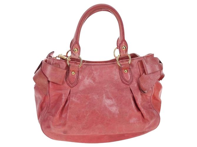 Borsa a mano Miu Miu con fiocco laterale in pelle 2way Pink Gold Auth am12586V Rosa D'oro - vista 2