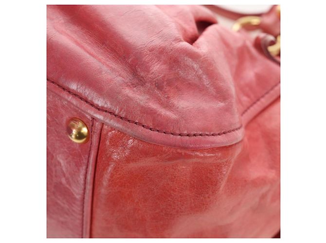 Borsa a mano Miu Miu con fiocco laterale in pelle 2way Pink Gold Auth am12586V Rosa D'oro - vista 21
