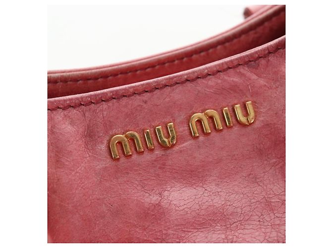 Borsa a mano Miu Miu con fiocco laterale in pelle 2way Pink Gold Auth am12586V Rosa D'oro - vista 23