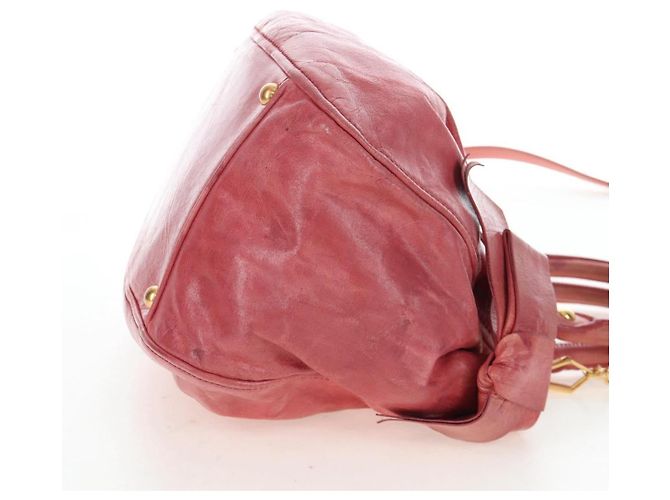 Borsa a mano Miu Miu con fiocco laterale in pelle 2way Pink Gold Auth am12586V Rosa D'oro - vista 4