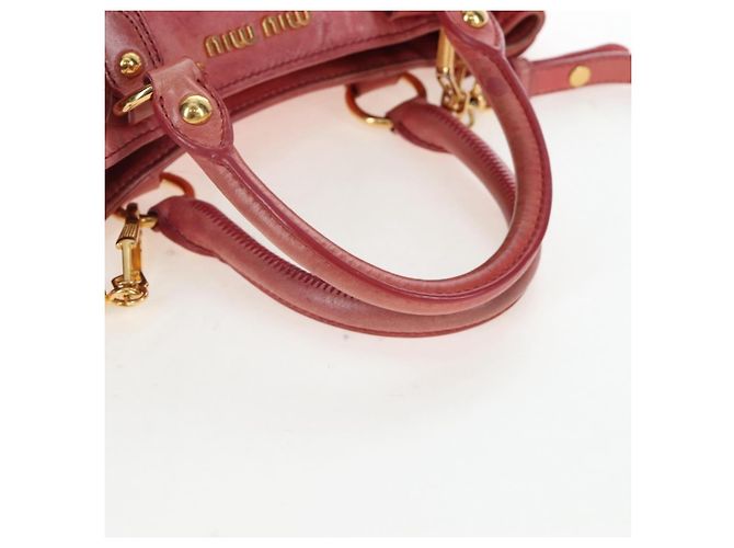 Borsa a mano Miu Miu con fiocco laterale in pelle 2way Pink Gold Auth am12586V Rosa D'oro - vista 6