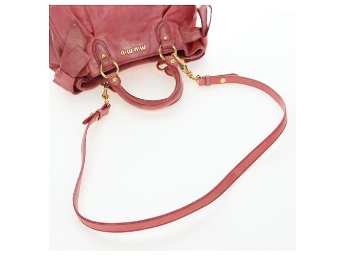 Borsa a mano Miu Miu con fiocco laterale in pelle 2way Pink Gold Auth am12586V Rosa D'oro - vista 9