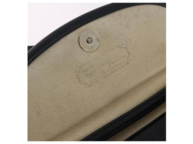 Borsa a Tracolla MCM Vicetos PVC Pelle Nero Tono Oro Auth 203593 - vista 10