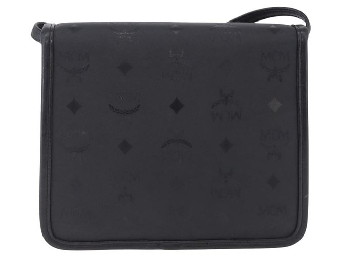 Borsa a Tracolla MCM Vicetos PVC Pelle Nero Tono Oro Auth 203593 - vista 2