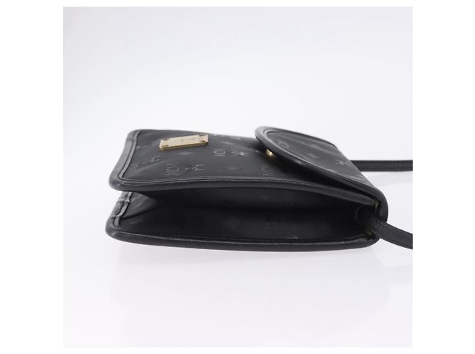 Borsa a Tracolla MCM Vicetos PVC Pelle Nero Tono Oro Auth 203593 - vista 3