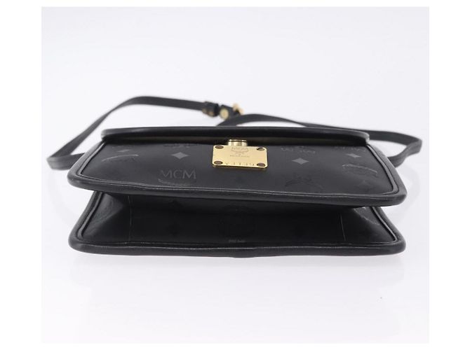 Borsa a Tracolla MCM Vicetos PVC Pelle Nero Tono Oro Auth 203593 - vista 5