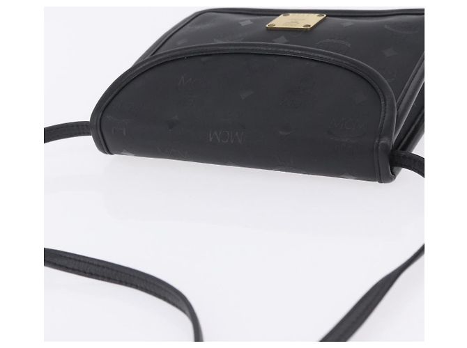 Borsa a Tracolla MCM Vicetos PVC Pelle Nero Tono Oro Auth 203593 - vista 6
