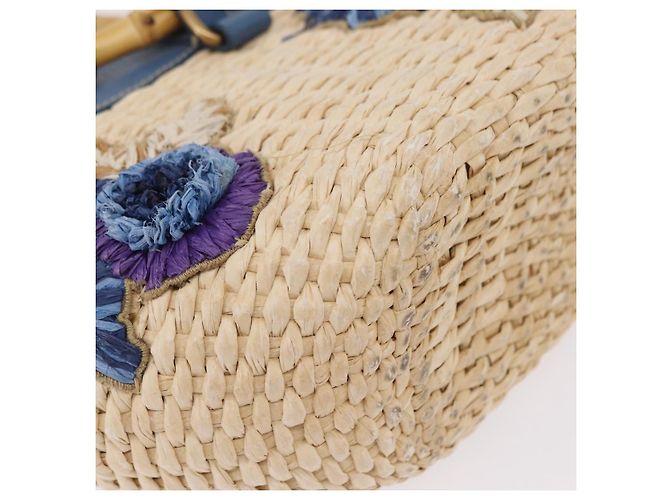 Miu Miu Hand Bag Raffia Beige Gold Auth 206081V Golden - view 17