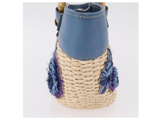 Miu Miu Hand Bag Raffia Beige Gold Auth 206081V Golden - view 3