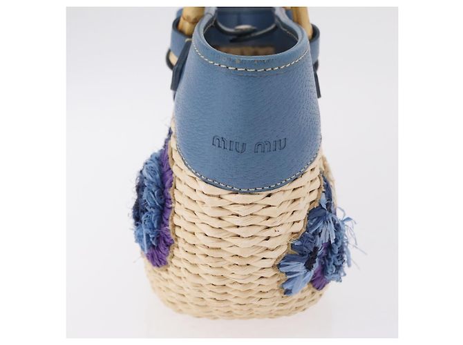 Miu Miu Hand Bag Raffia Beige Gold Auth 206081V Golden - view 4
