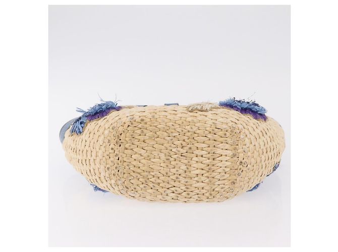 Miu Miu Hand Bag Raffia Beige Gold Auth 206081V Golden - view 5