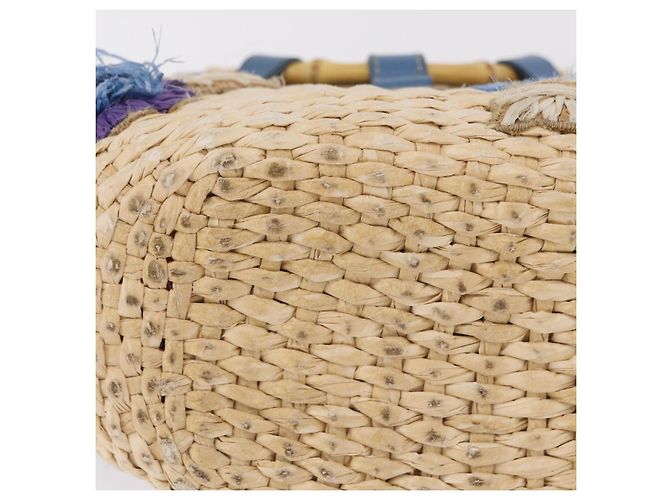 Miu Miu Hand Bag Raffia Beige Gold Auth 206081V Golden - view 6