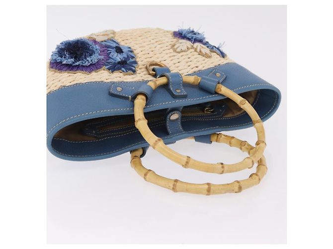 Miu Miu Hand Bag Raffia Beige Gold Auth 206081V Golden - view 7