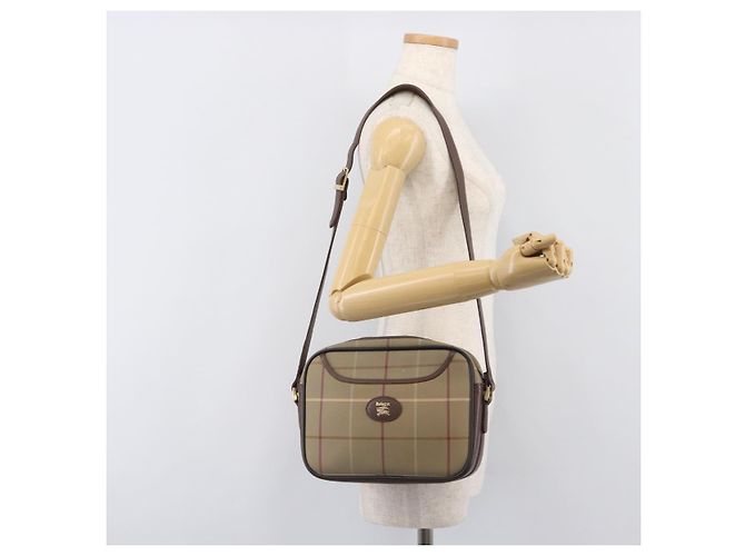 Borsa a tracolla Burberrys Nova Check Canvas Beige Gold Auth ep15843 D'oro - vista 24