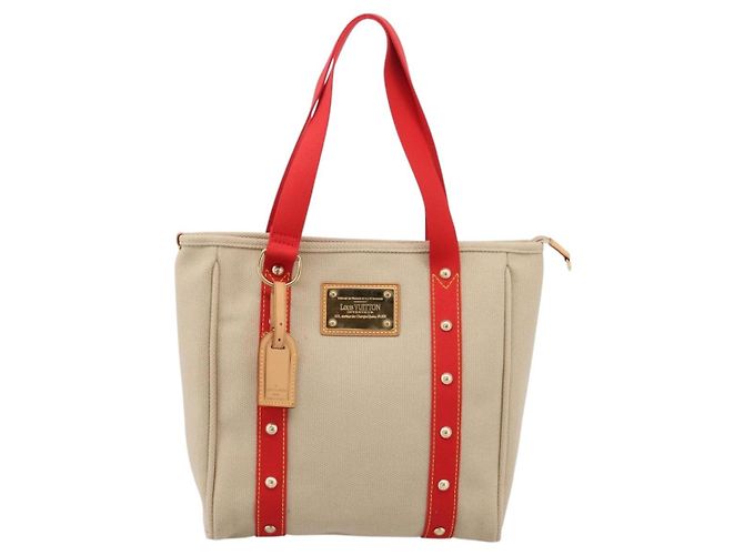 LOUIS VUITTON Antigua Cabas MM Tote Bag Canvas Beige Red M40035 LV Auth ep16163V Rot - Ansicht 13