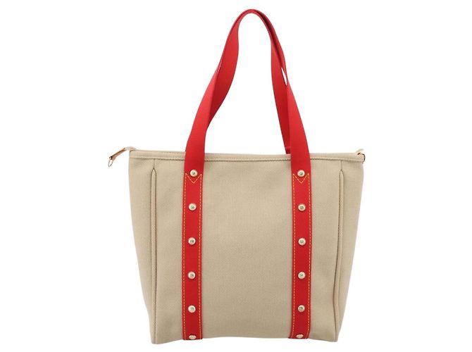 LOUIS VUITTON Antigua Cabas MM Tote Bag Canvas Beige Red M40035 LV Auth ep16163V Rot - Ansicht 2
