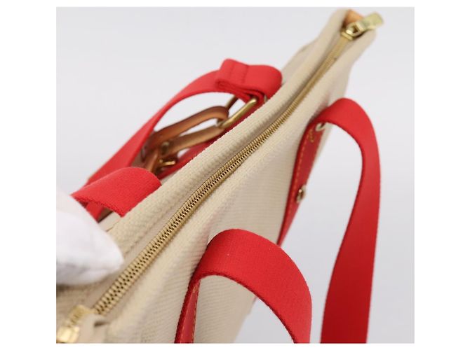 LOUIS VUITTON Antigua Cabas MM Tote Bag Canvas Beige Red M40035 LV Auth ep16163V Rot - Ansicht 6