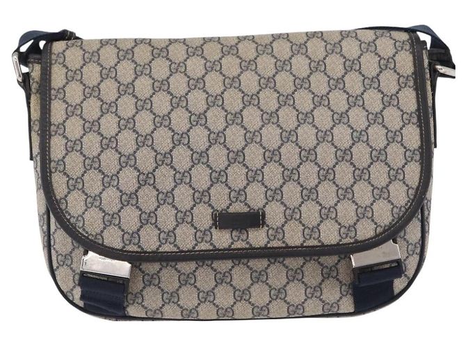 Borsa a tracolla GUCCI GG Supreme PVC Navy Silver 201732 Auth 204923A Argento Blu navy - vista 13