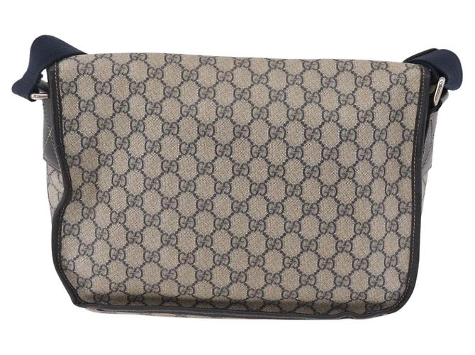 Borsa a tracolla GUCCI GG Supreme PVC Navy Silver 201732 Auth 204923A Argento Blu navy - vista 2