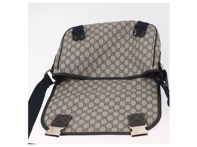Borsa a tracolla GUCCI GG Supreme PVC Navy Silver 201732 Auth 204923A Argento Blu navy - vista 24
