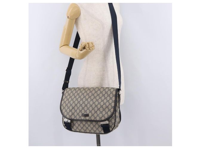 Borsa a tracolla GUCCI GG Supreme PVC Navy Silver 201732 Auth 204923A Argento Blu navy - vista 29