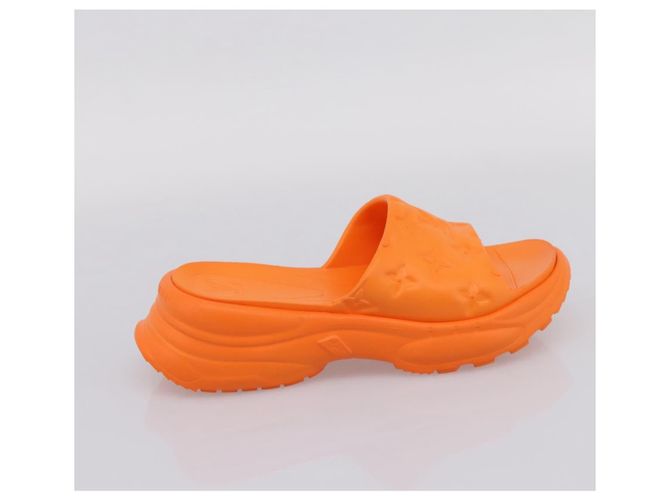 LOUIS VUITTON Pool 55 Sandalen Gummi Violet LV Auth 204936M Lila - Ansicht 13