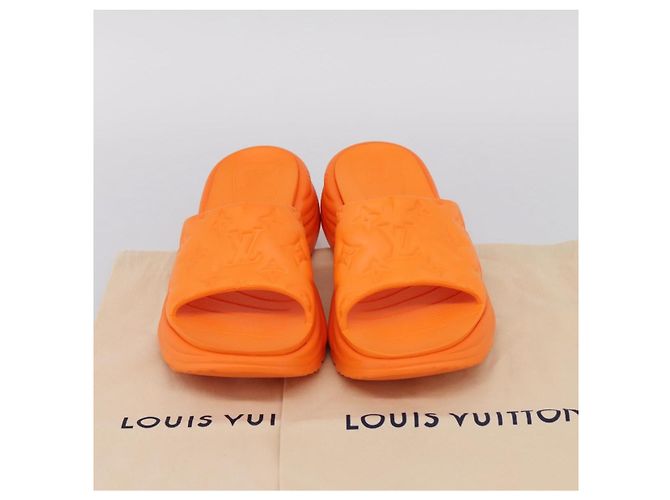LOUIS VUITTON Pool 55 Sandalen Gummi Violet LV Auth 204936M Lila - Ansicht 20