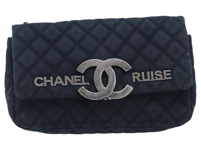 Borsa a tracolla CHANEL Matelasse con catena in tela nera argento CC Auth 205990V Nero - vista 13